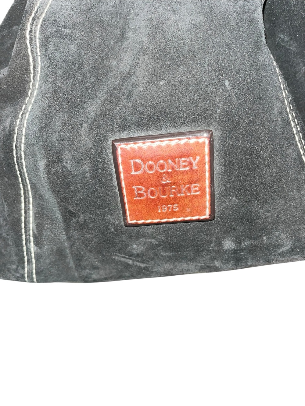 Vintage Dooney & Bourke Black Suede Drawstring Bucket Bag - Picture 5 of 16